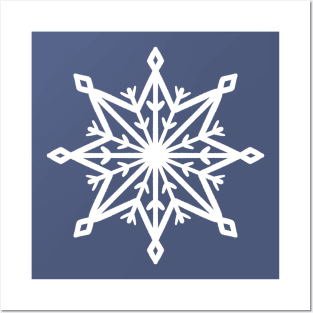 Simple white snowflake Posters and Art